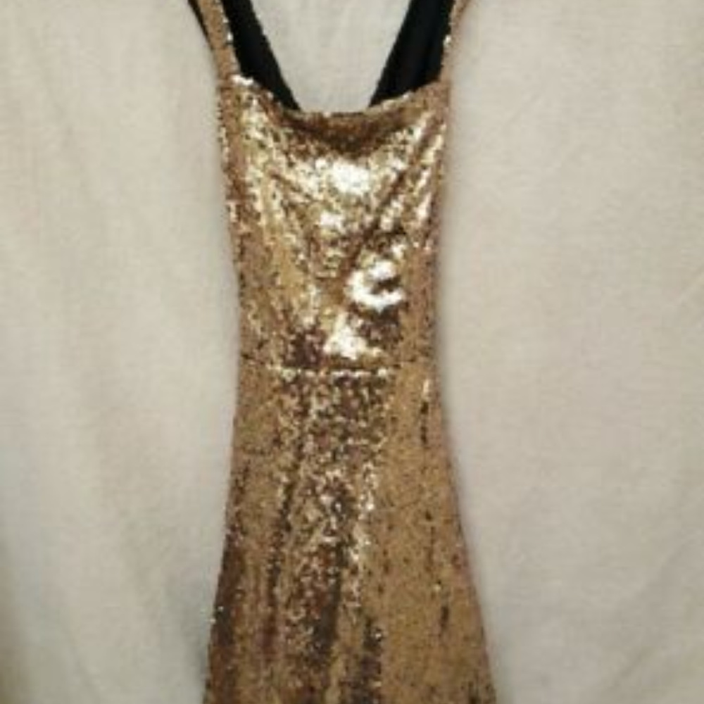 Gold sequin skater dress